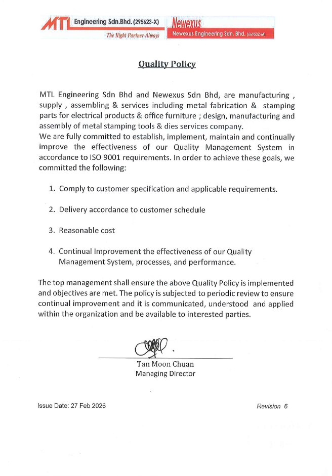MTL Quality Policy